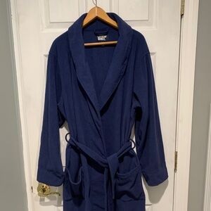 Men's Calf Length  Wrap Navy Robe